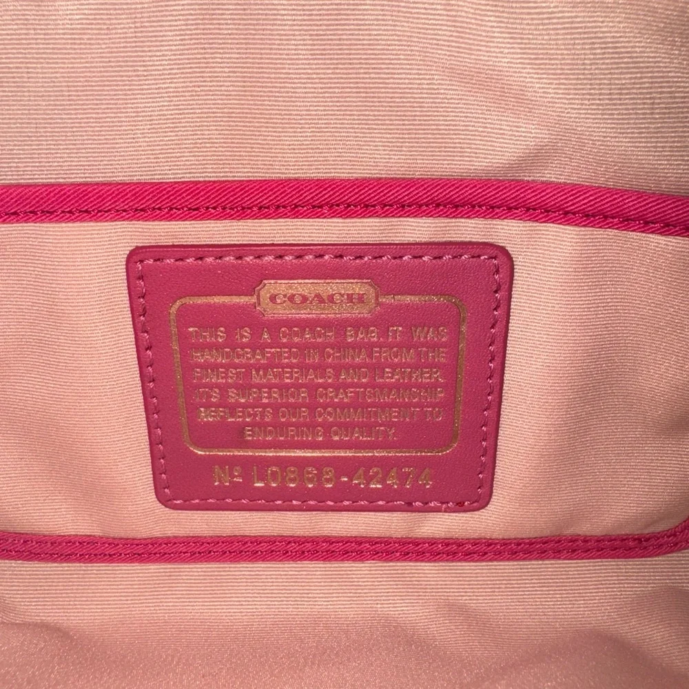 COACH Straw Collection Legacy Wallet Wristlet with Turnlock Bright Pink